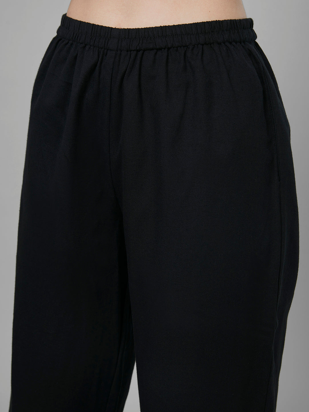 Style Quotient Women Black Solid Cotton Rich relaxed Fashionable Co-ord set-Co-Ords-StyleQuotient