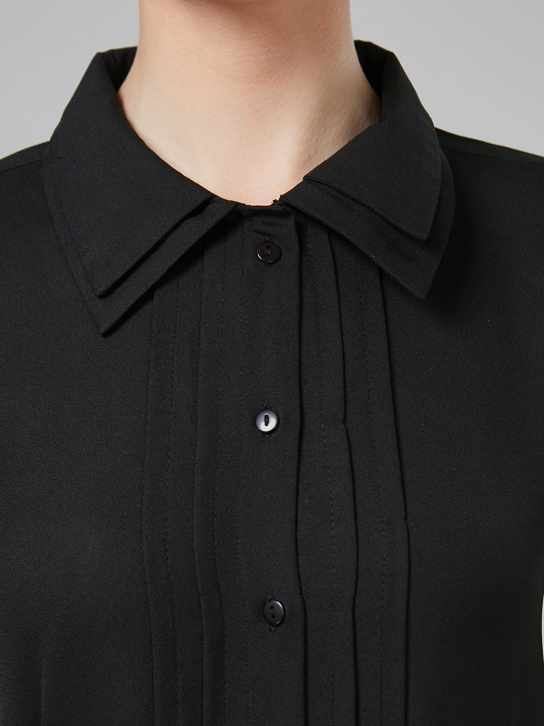 Style Quotient Women Black Solid Shirts-Shirts-StyleQuotient