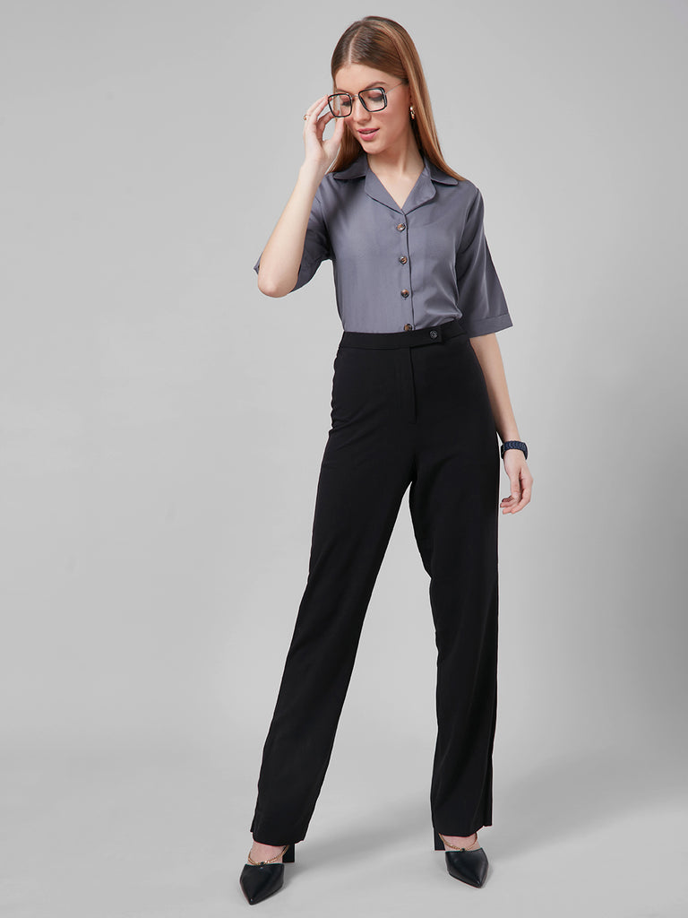 Style Quotient Women Grey Solid Shirts-Shirts-StyleQuotient