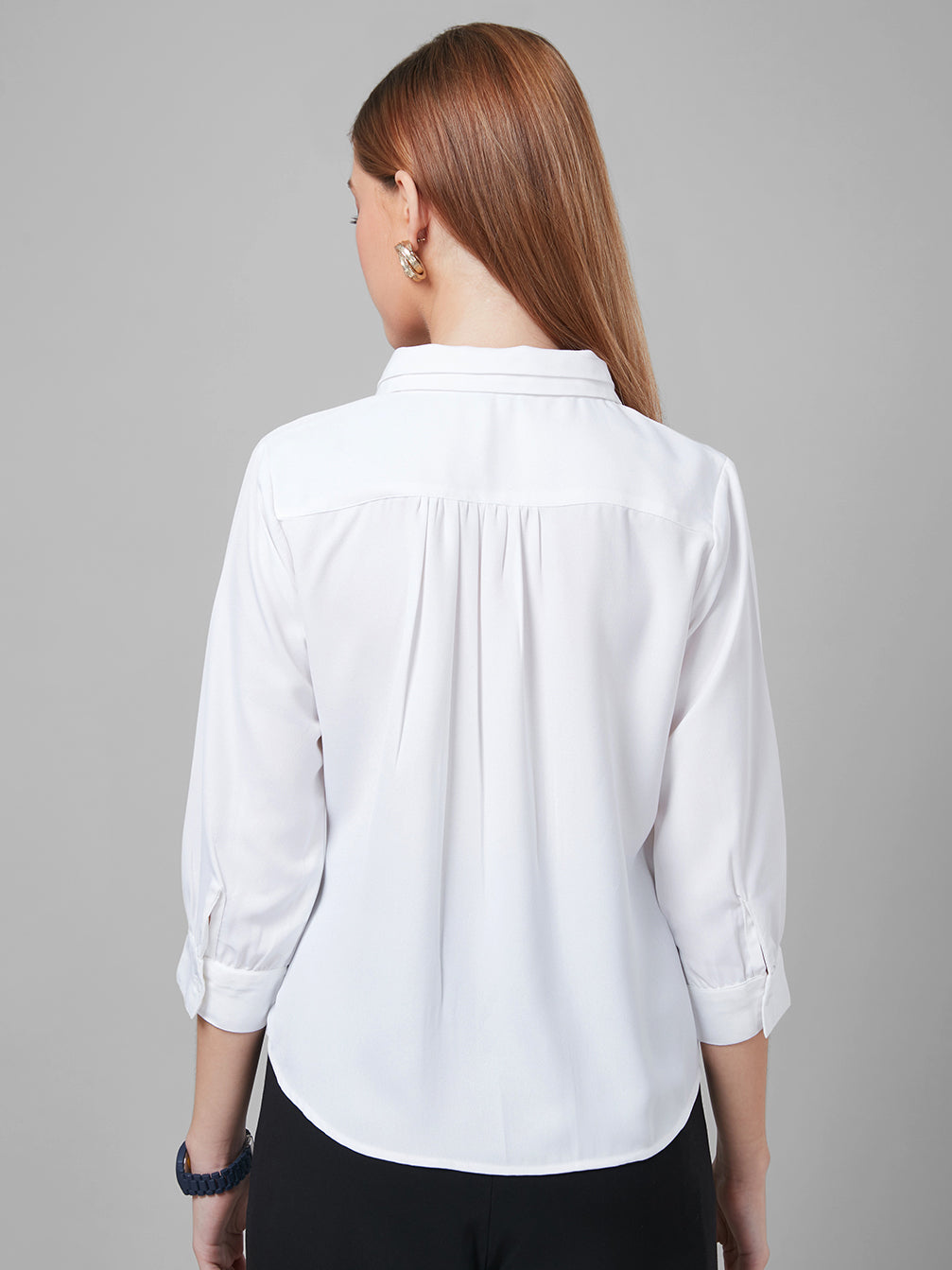 Style Quotient Women White Solid Shirts-Shirts-StyleQuotient