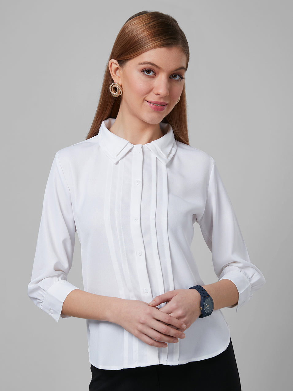 Style Quotient Women White Solid Shirts-Shirts-StyleQuotient