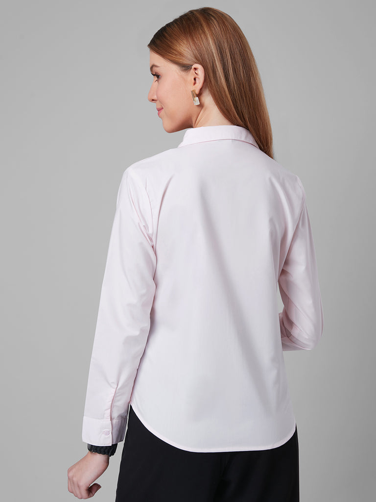 Style Quotient Women Solid Pastel Pink PolyCotton Regular Formal Shirt-Shirts-StyleQuotient