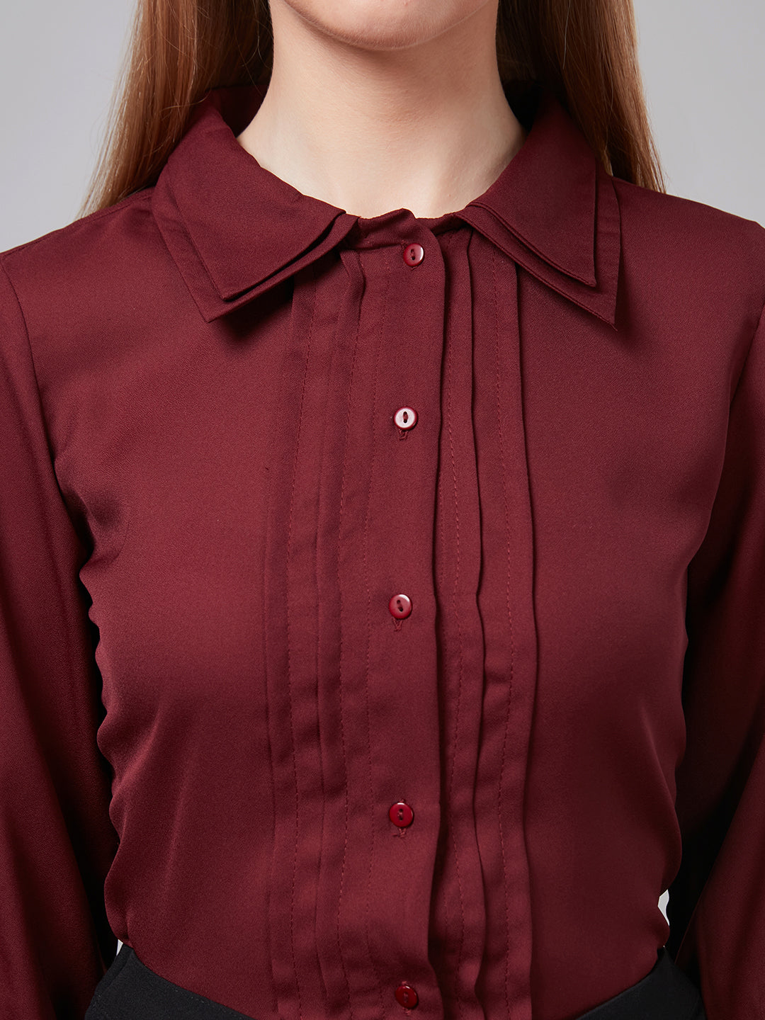 Style Quotient Women Maroon Solid Shirts-Shirts-StyleQuotient