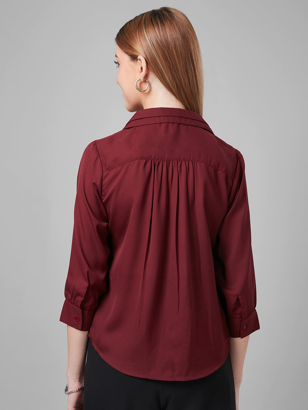 Style Quotient Women Maroon Solid Shirts-Shirts-StyleQuotient