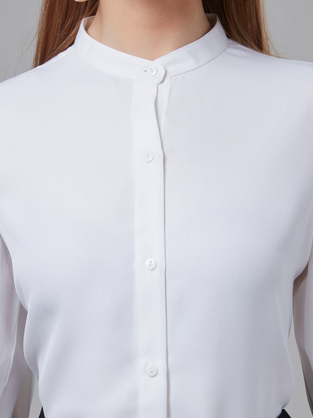 Style Quotient Women Solid White PolyMoss Regular Formal Shirt-Shirts-StyleQuotient