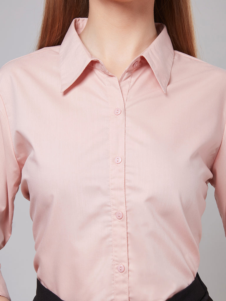 Style Quotient Women Solid Nude PolyCotton Regular Formal Shirt-Shirts-StyleQuotient