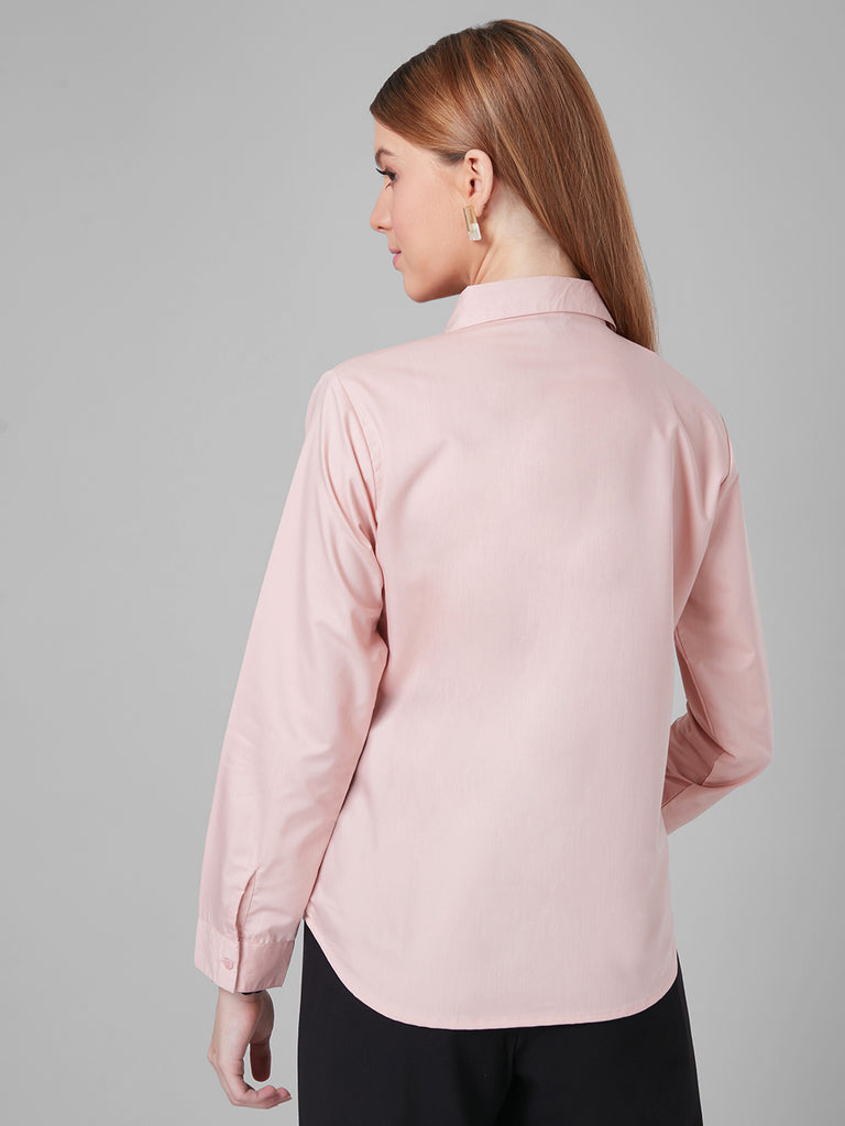 Style Quotient Women Solid Nude PolyCotton Regular Formal Shirt-Shirts-StyleQuotient