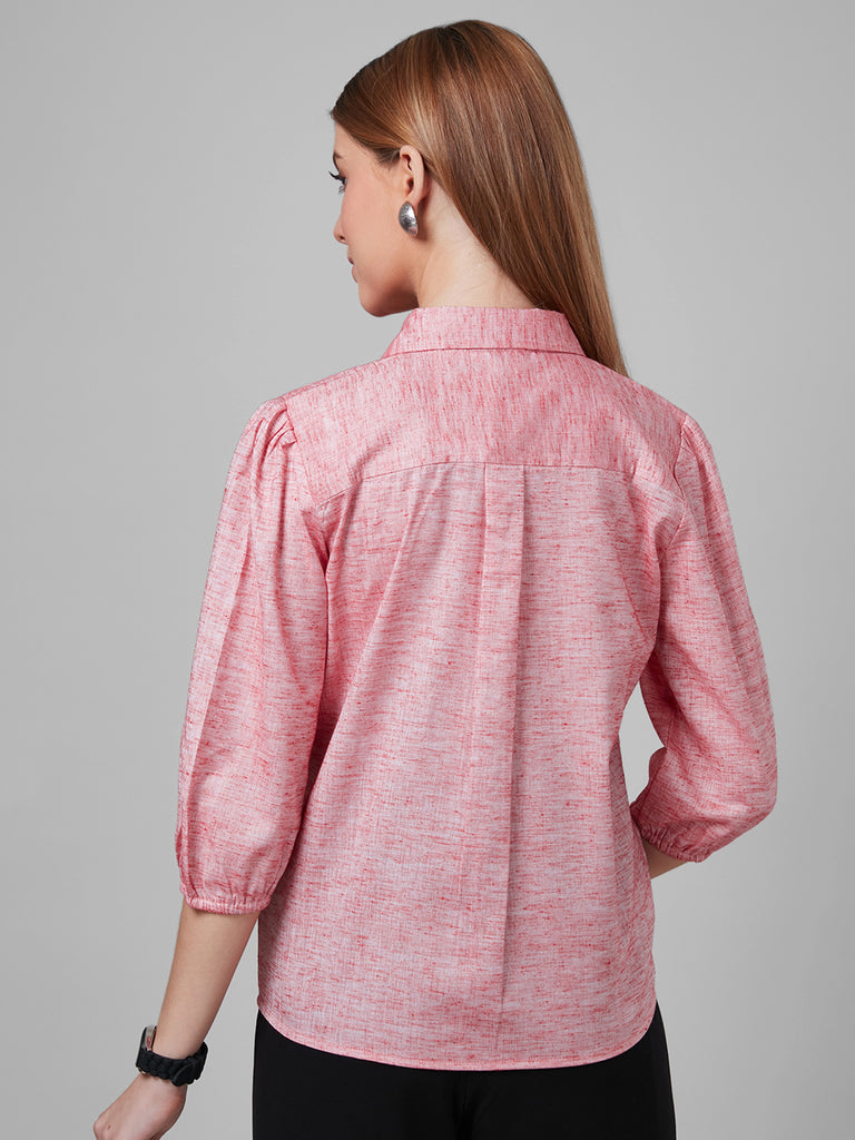 Style Quotient Women Pink Self Design Shirts-Shirts-StyleQuotient