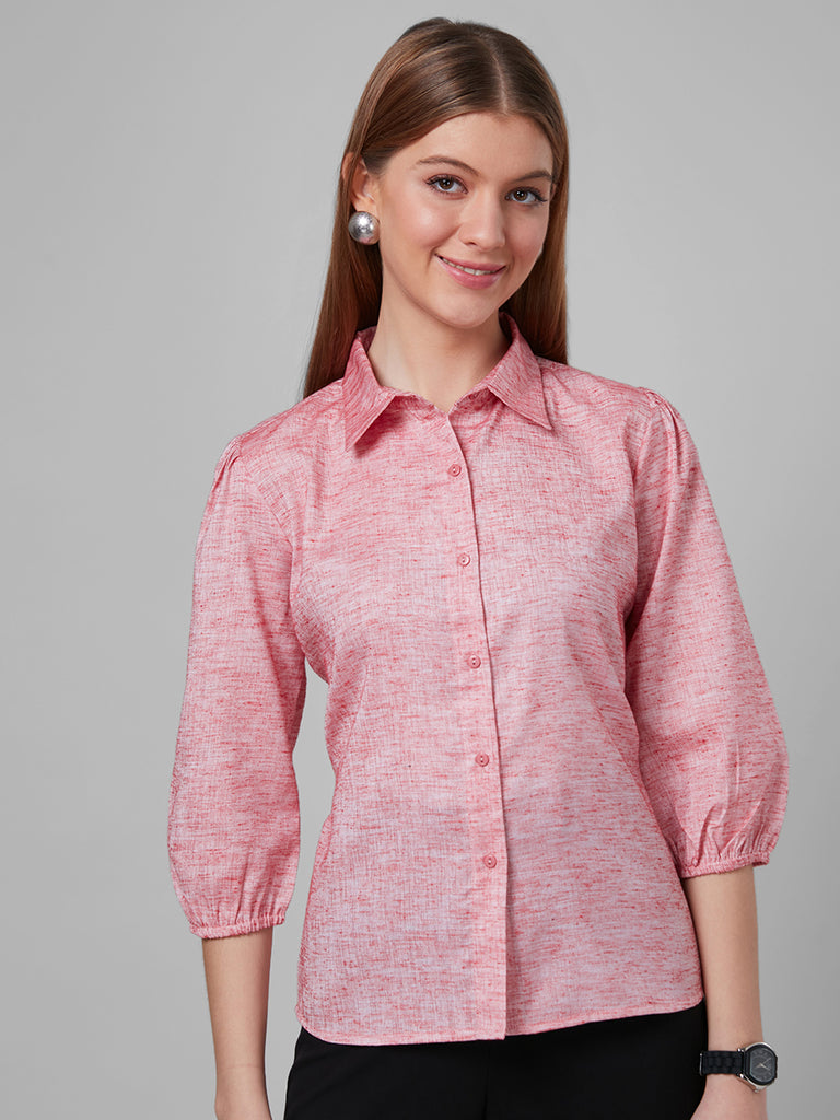 Style Quotient Women Pink Self Design Shirts-Shirts-StyleQuotient