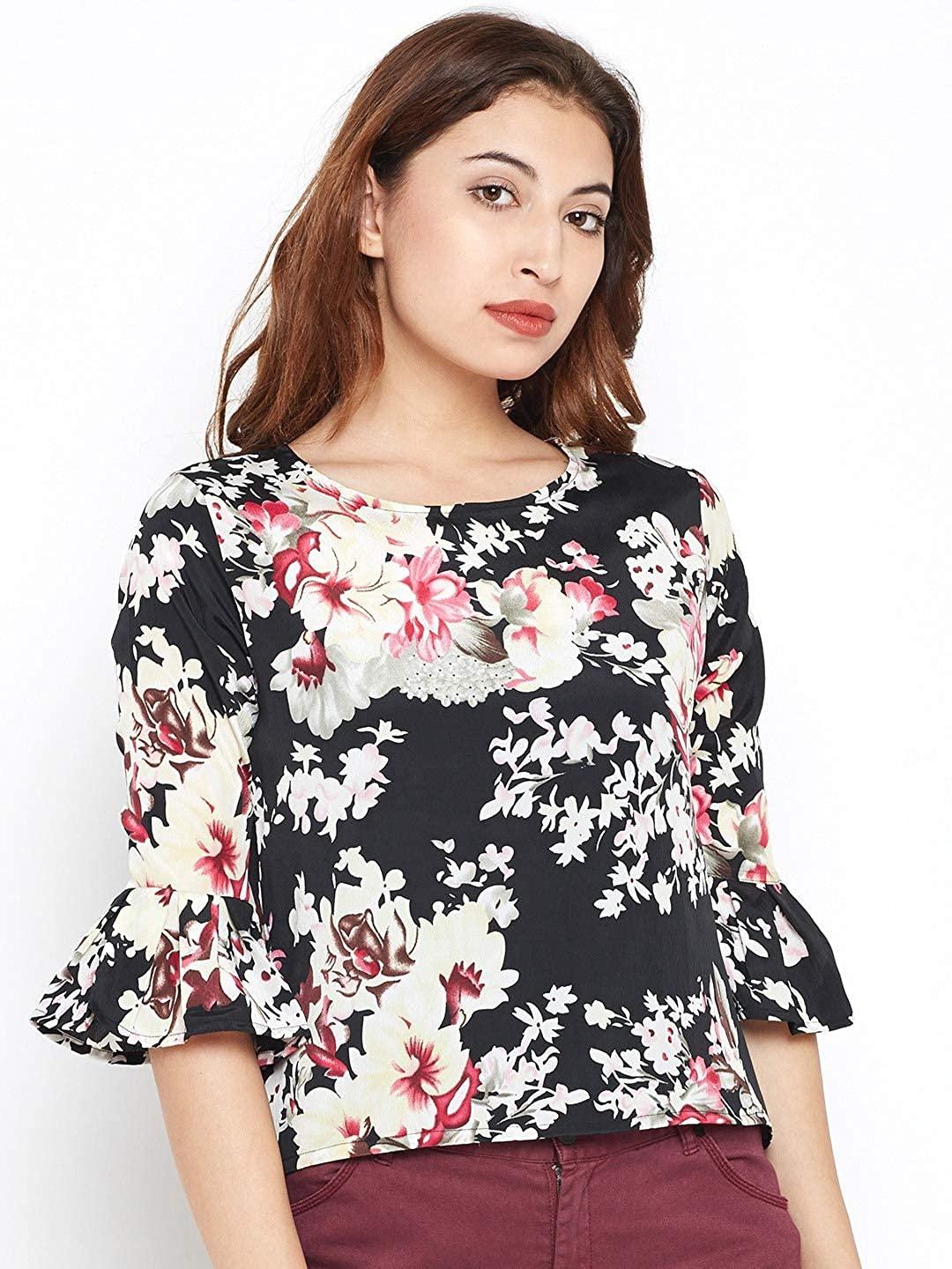 Style Quotient Womens Floral Print Regular Fit Tops-Tops-StyleQuotient