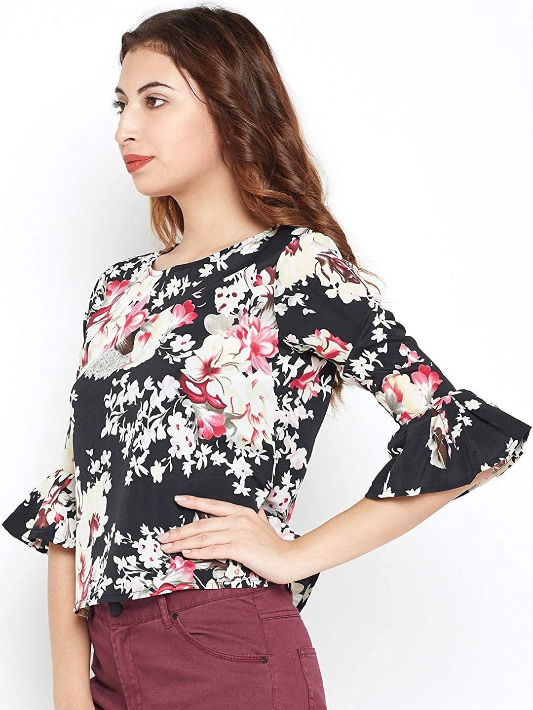 Style Quotient Womens Floral Print Regular Fit Tops-Tops-StyleQuotient