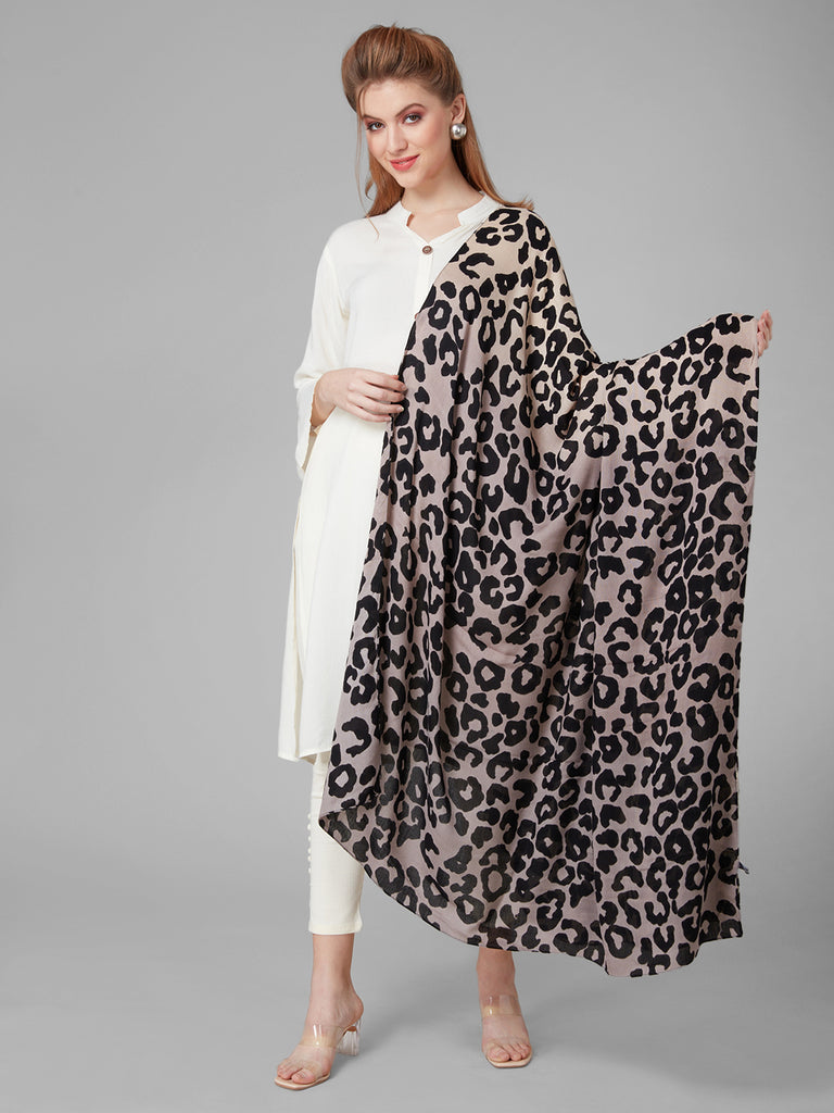 Style Quotient Women Grey Animal Printed Ombre Viscose Rayon Smart Casual Shawl-Shawl-StyleQuotient