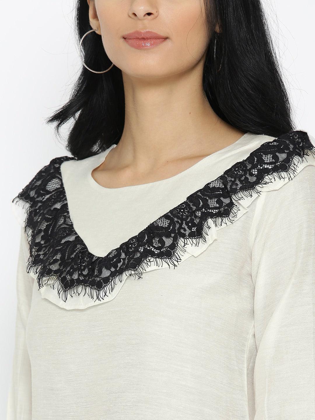 Style Quotient Women White Round Neck Solid Fashion Tops-Tops-StyleQuotient