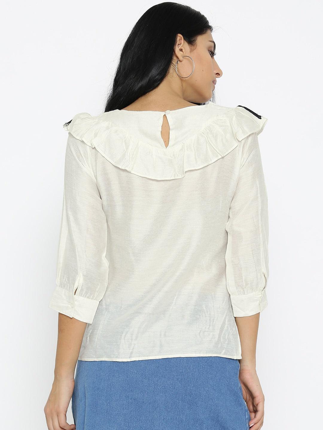 Style Quotient Women White Round Neck Solid Fashion Tops-Tops-StyleQuotient