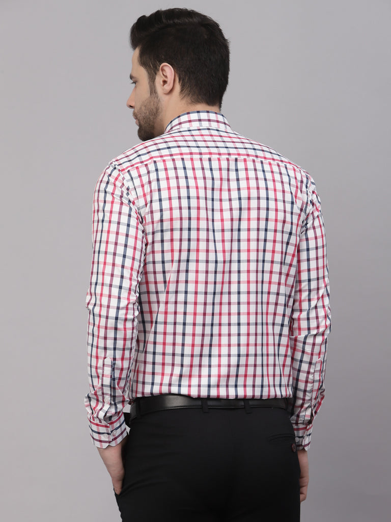 Style Quotient Men White And Maroon Checks Yarn Dyed PolyCotton Regular Formal Shirt-Mens Shirt-StyleQuotient