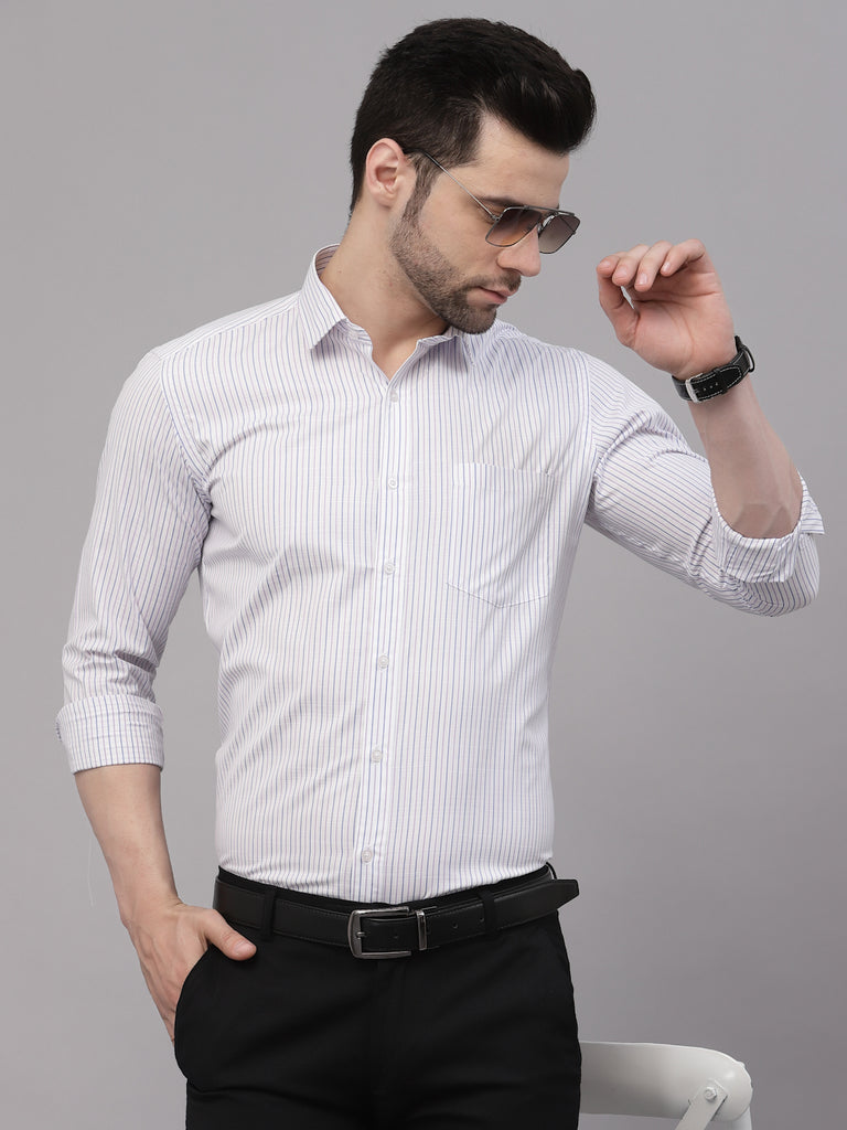 Style Quotient Men Lilac And Blue Checks Yarn Dyed PolyCotton Regular Formal Shirt-Mens Shirt-StyleQuotient
