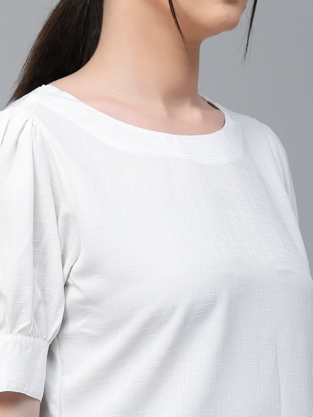 Style Quotient Women White Solid Polyester Regular Smart Casual Top-Tops-StyleQuotient