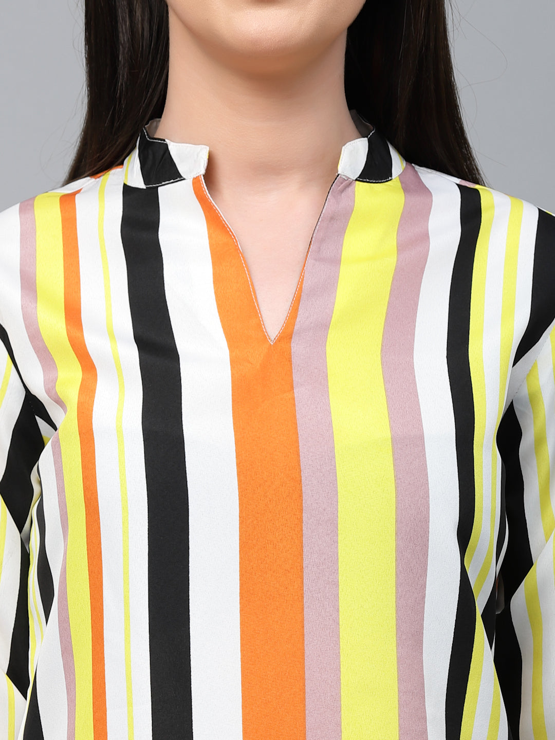 Style Quotient Women Multi Stripe Polyester Regular Smart Casual Top-Tops-StyleQuotient