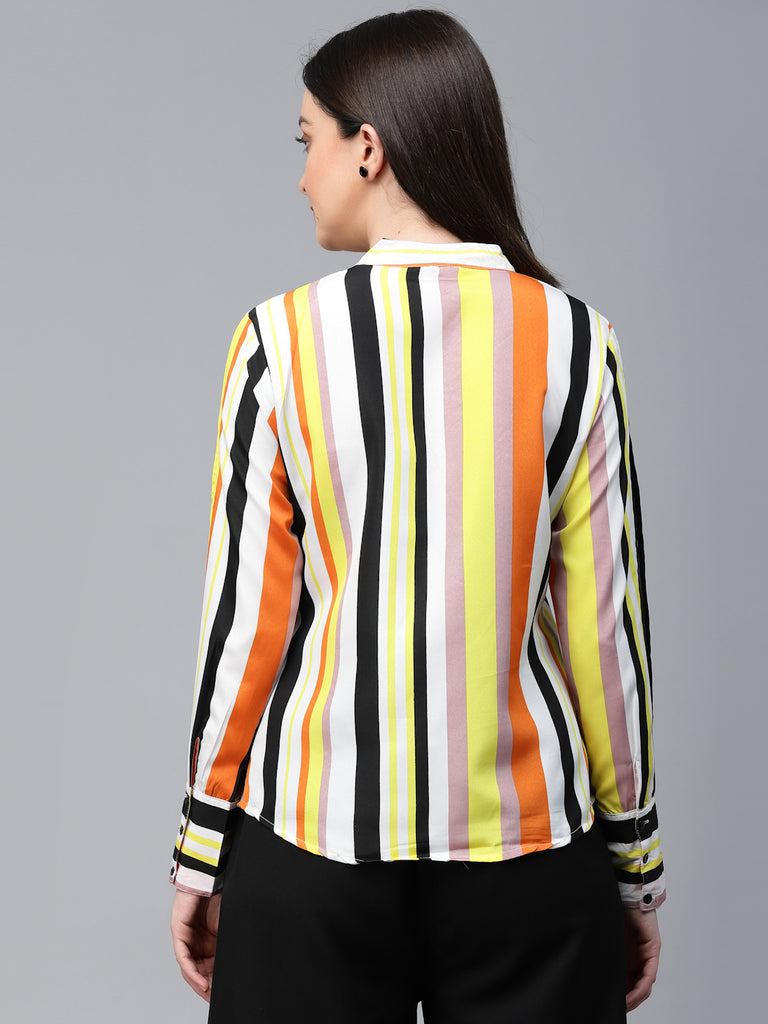 Style Quotient Women Multi Stripe Polyester Regular Smart Casual Top-Tops-StyleQuotient