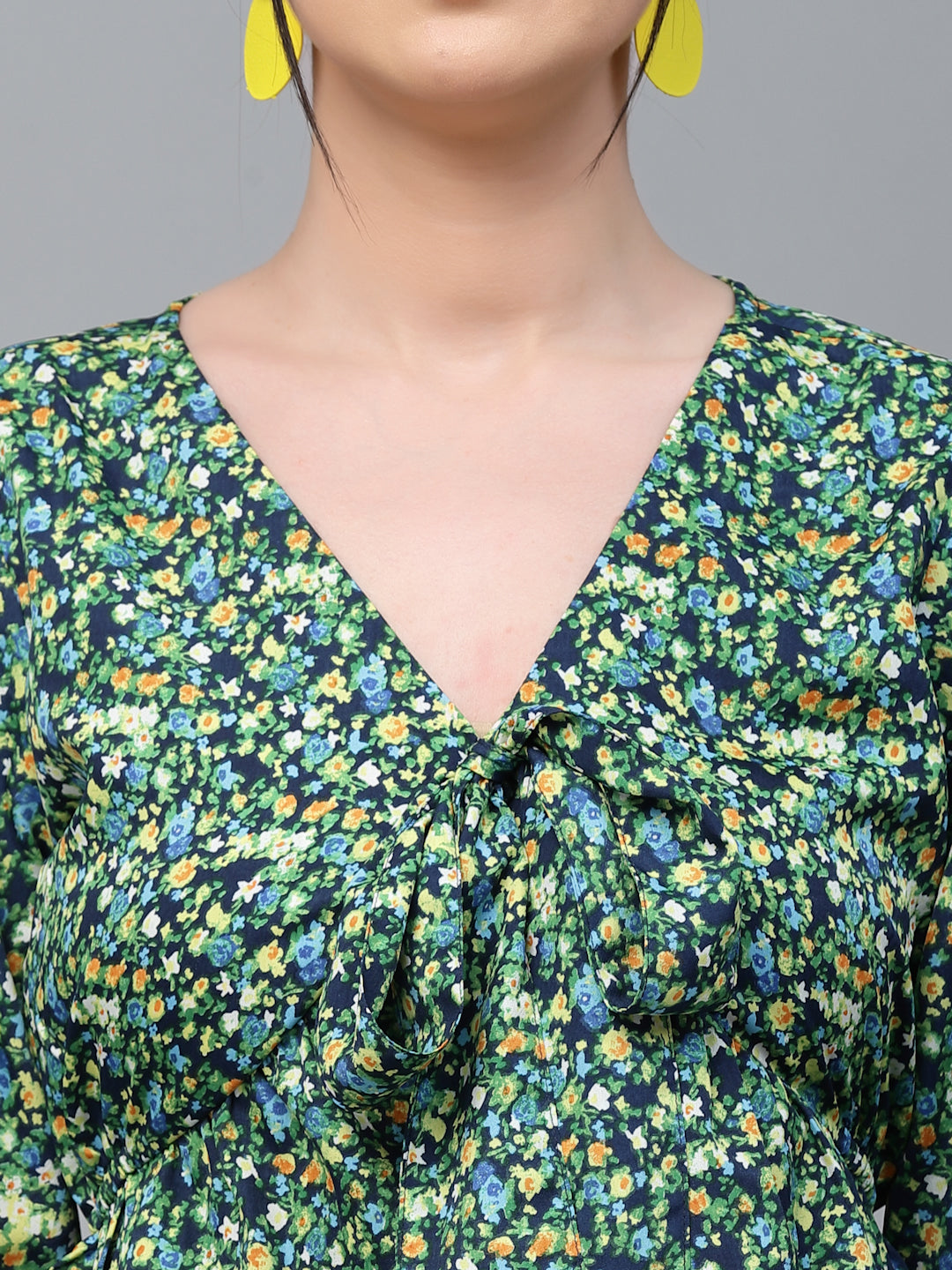 Style Quotient Women Multi Floral Printed Polyester Regular Smart Casual Top-Tops-StyleQuotient