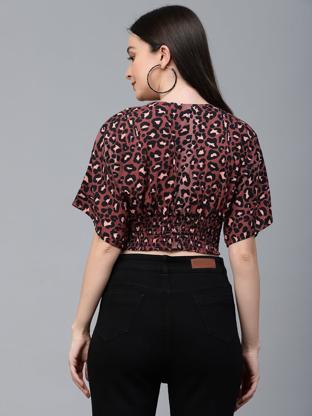 Style Quotient Women Red and Multi Animal Printed Polyester Regular Smart Casual Crop Top-Tops-StyleQuotient