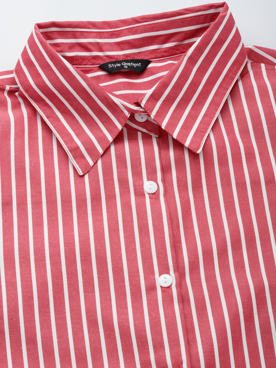 Style Quotient Women Red And White Stripe Polycotton Regular Formal Shirt-Shirts-StyleQuotient