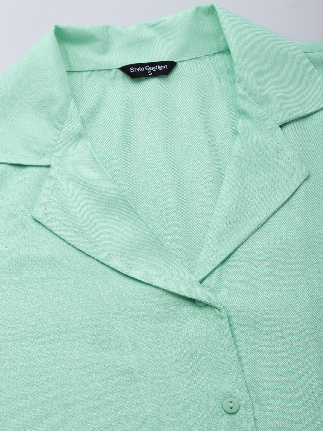 Style Quotient Women Mint Green Solid Twill Rayon Regular Formal Shirt-Shirts-StyleQuotient