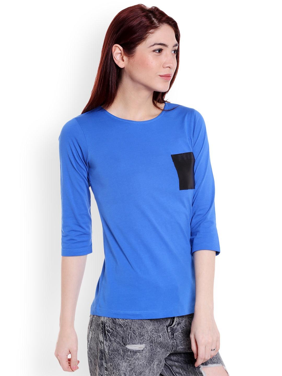 Women Blue Solid Top-Tops-StyleQuotient