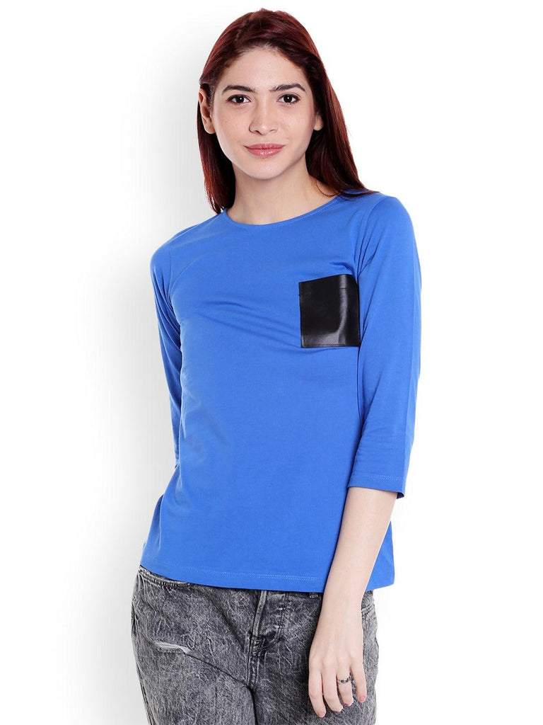 Women Blue Solid Top-Tops-StyleQuotient