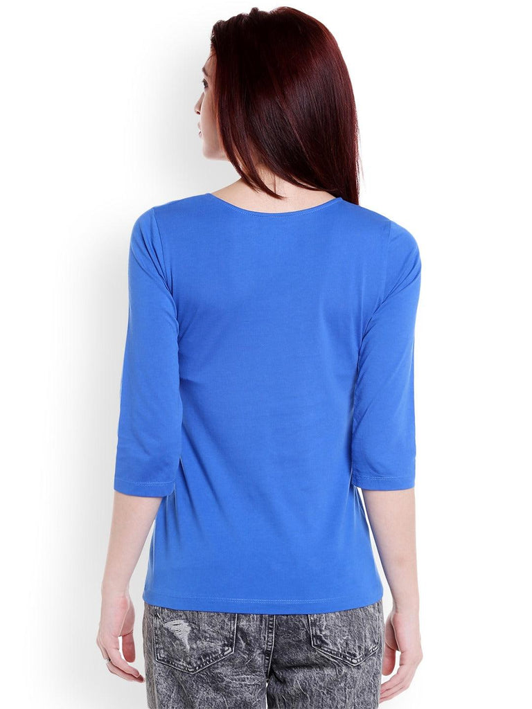 Women Blue Solid Top-Tops-StyleQuotient