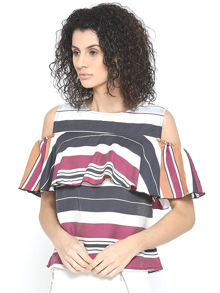 Style Quotient Womens Horizontal Stripes Tops-Tops-StyleQuotient