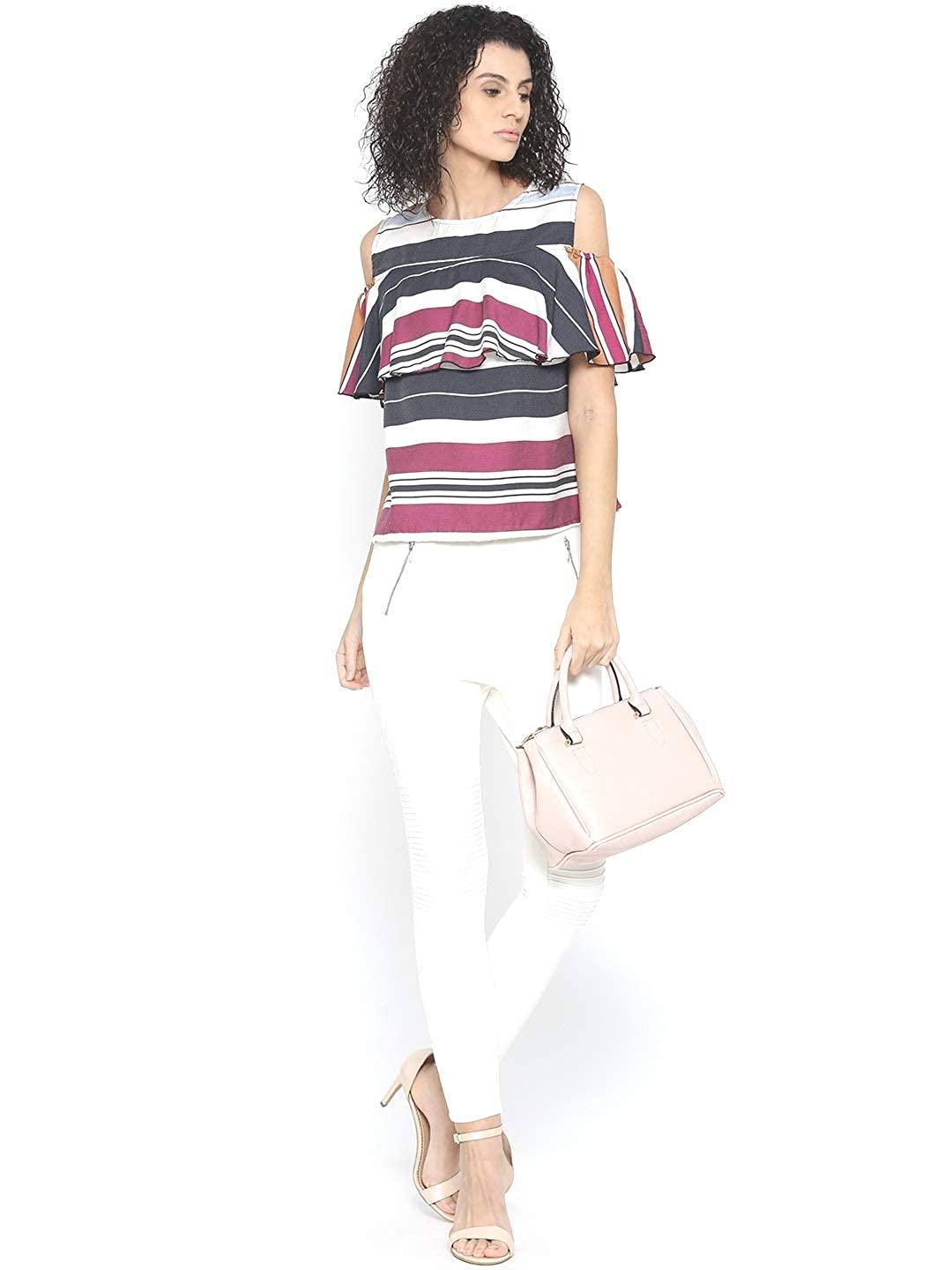 Style Quotient Womens Horizontal Stripes Tops-Tops-StyleQuotient