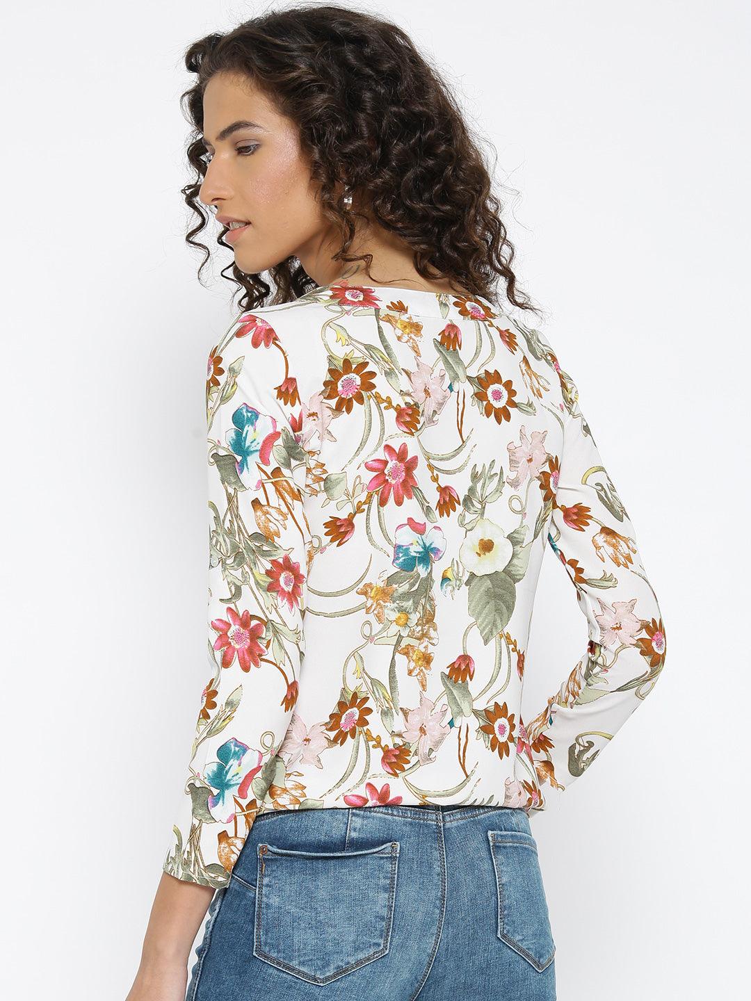 Women Off-White Printed Top-Tops-StyleQuotient