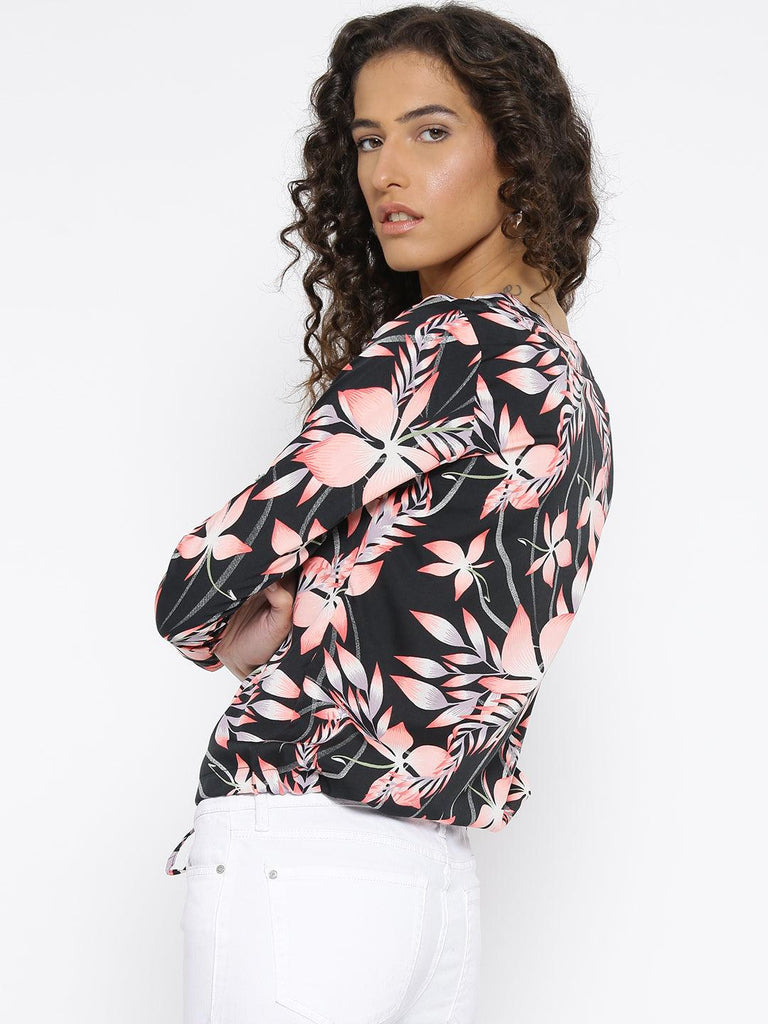 Women Black & Pink Printed Top-Tops-StyleQuotient