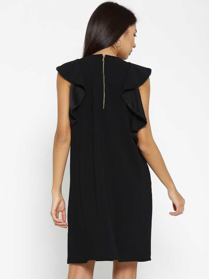 Style Quotient Women Black Round Neck Solid Fashion Dresses-Dresses-StyleQuotient