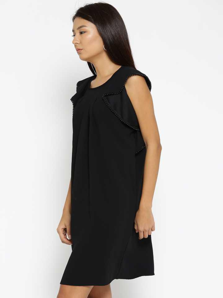 Style Quotient Women Black Round Neck Solid Fashion Dresses-Dresses-StyleQuotient