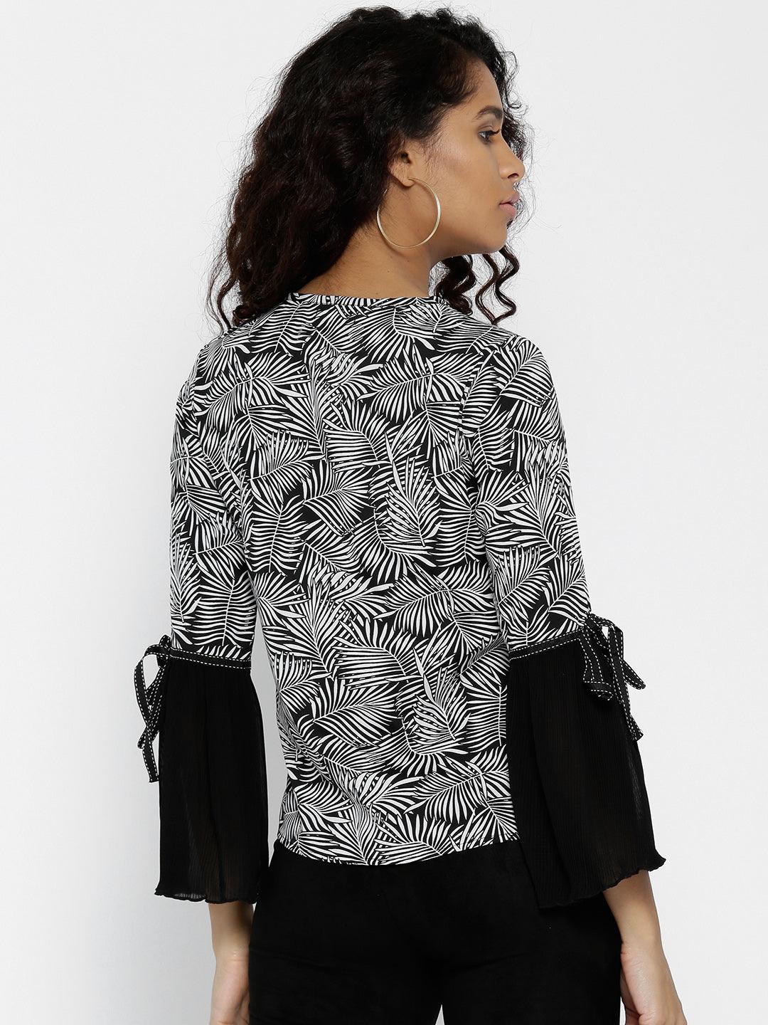 Women Black Printed Top-Tops-StyleQuotient