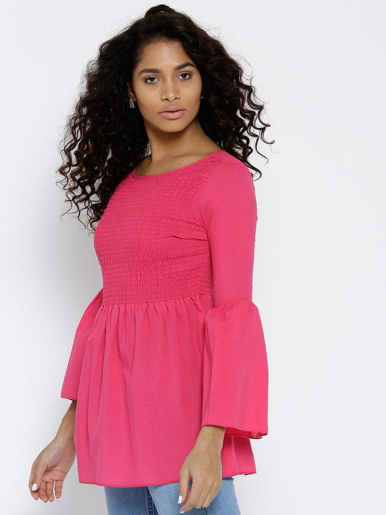 Women Pink Solid Top-Tops-StyleQuotient