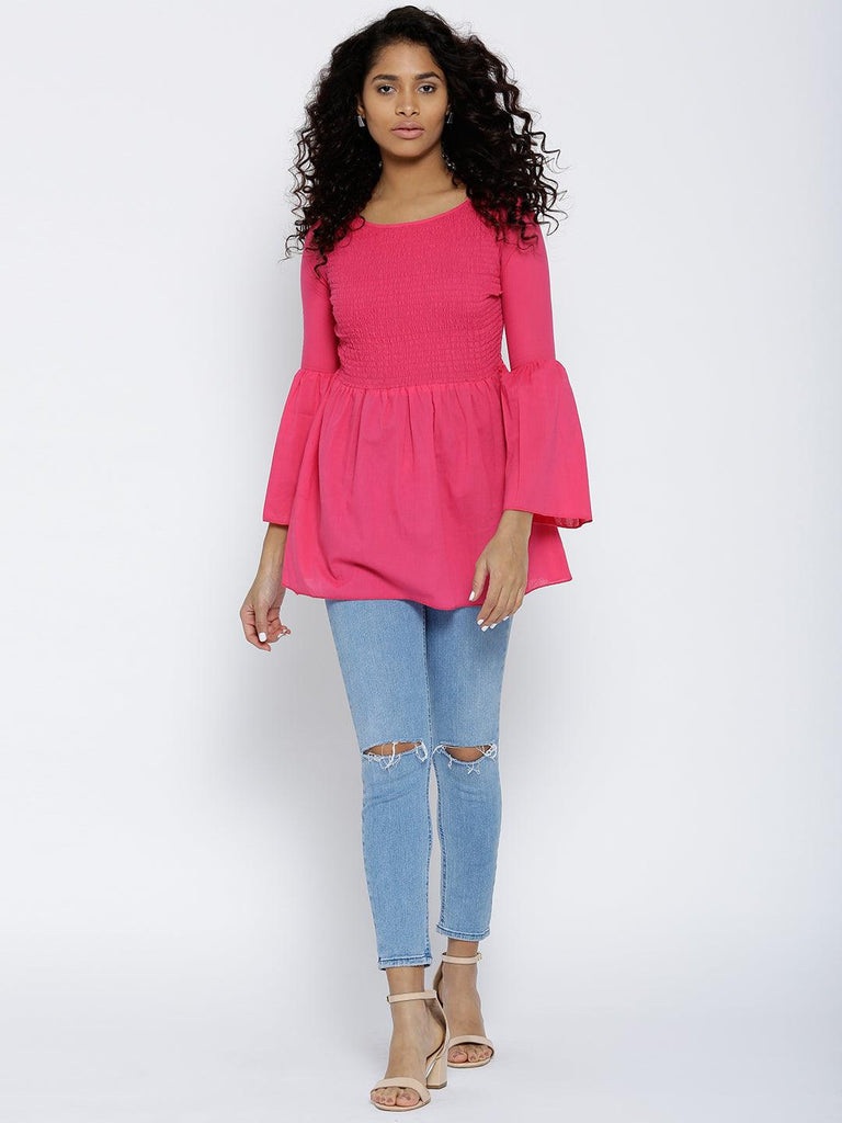 Women Pink Solid Top-Tops-StyleQuotient