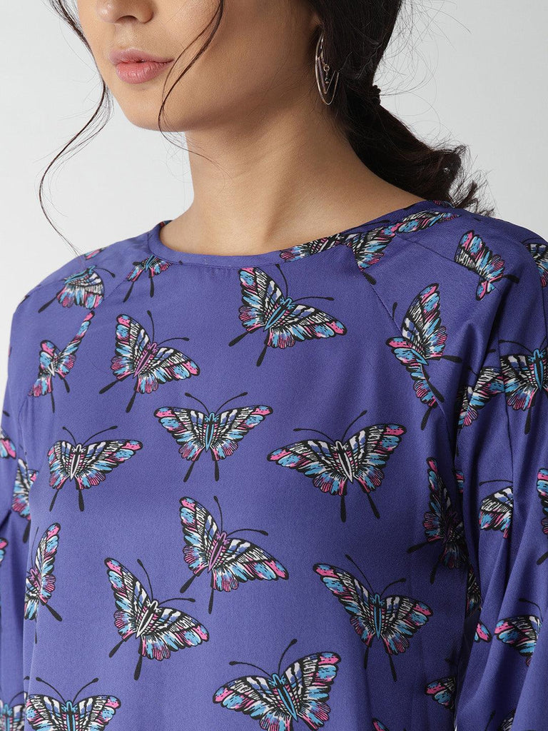 Women Purple Printed Top-Tops-StyleQuotient