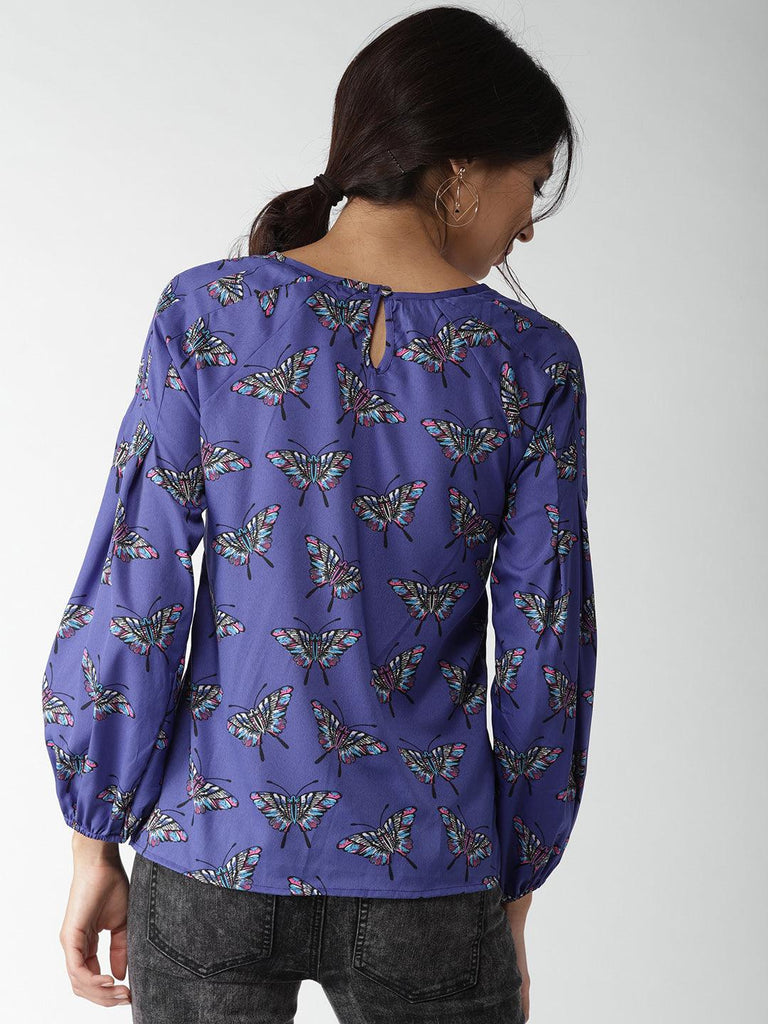 Women Purple Printed Top-Tops-StyleQuotient