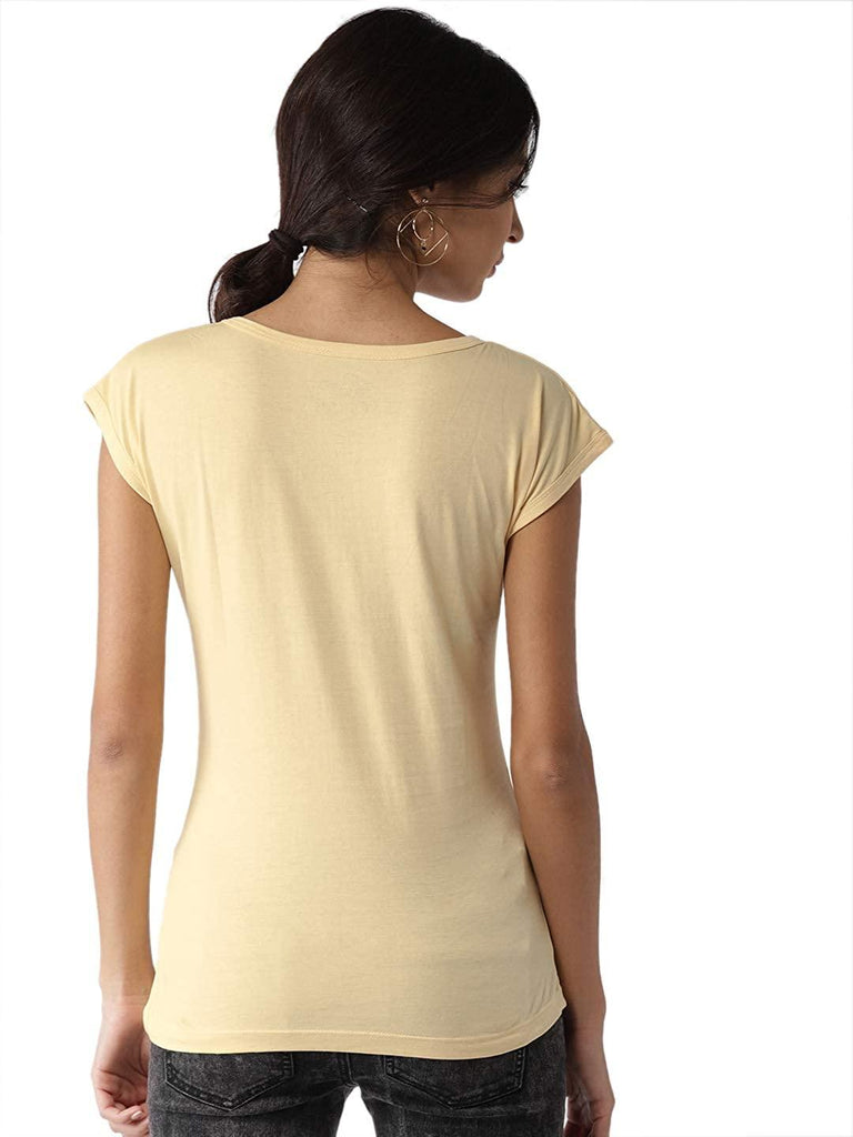 Style Quotient Women Yellow Round Neck Animated / Cartoon Fashion Tshirts-Tshirt-StyleQuotient