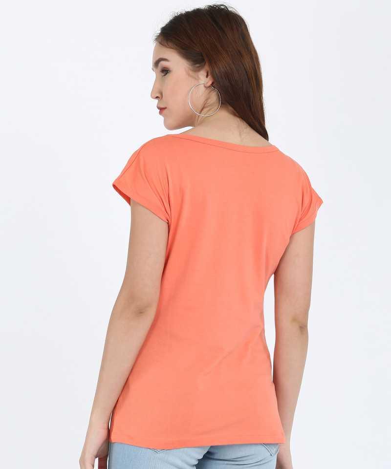 Style Quotient Women Orange RoundNeck Printed Fashion Tshirts-Tshirt-StyleQuotient