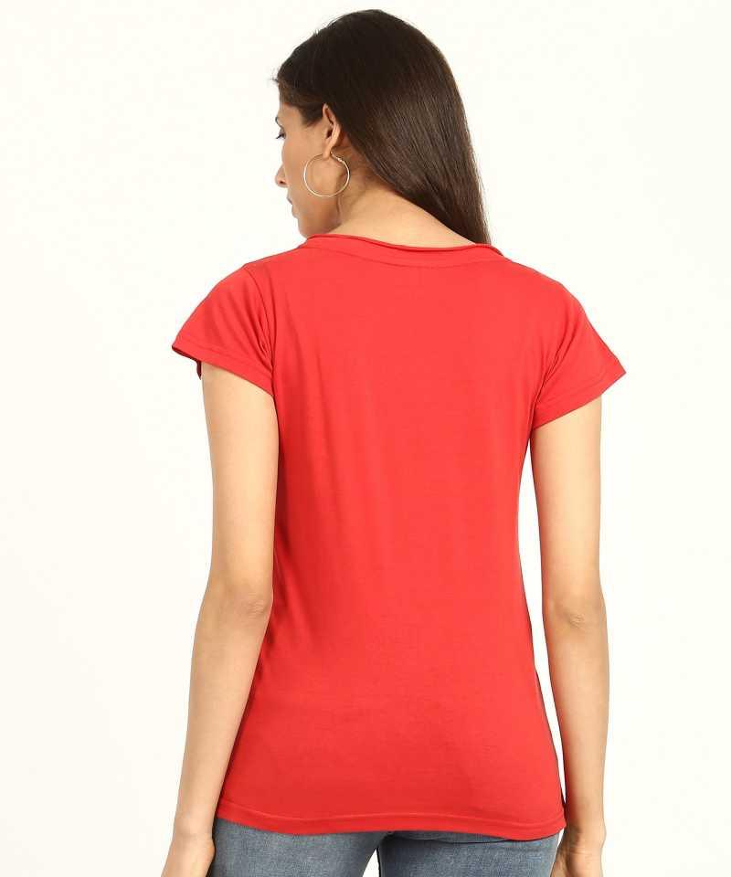 Style Quotient Women Red V-Neck Printed Fashion Tops-Tops-StyleQuotient