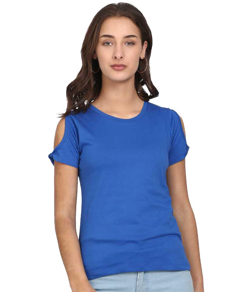 Style Quotient Women Blue RoundNeck Solid Fashion Tops-Tops-StyleQuotient