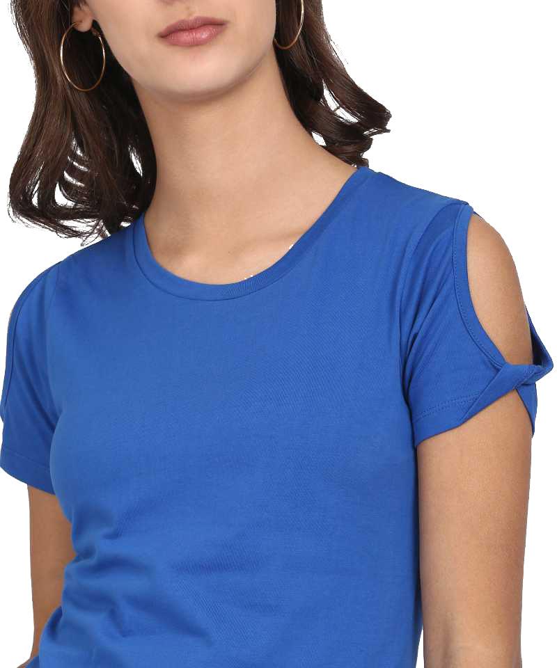 Style Quotient Women Blue RoundNeck Solid Fashion Tops-Tops-StyleQuotient