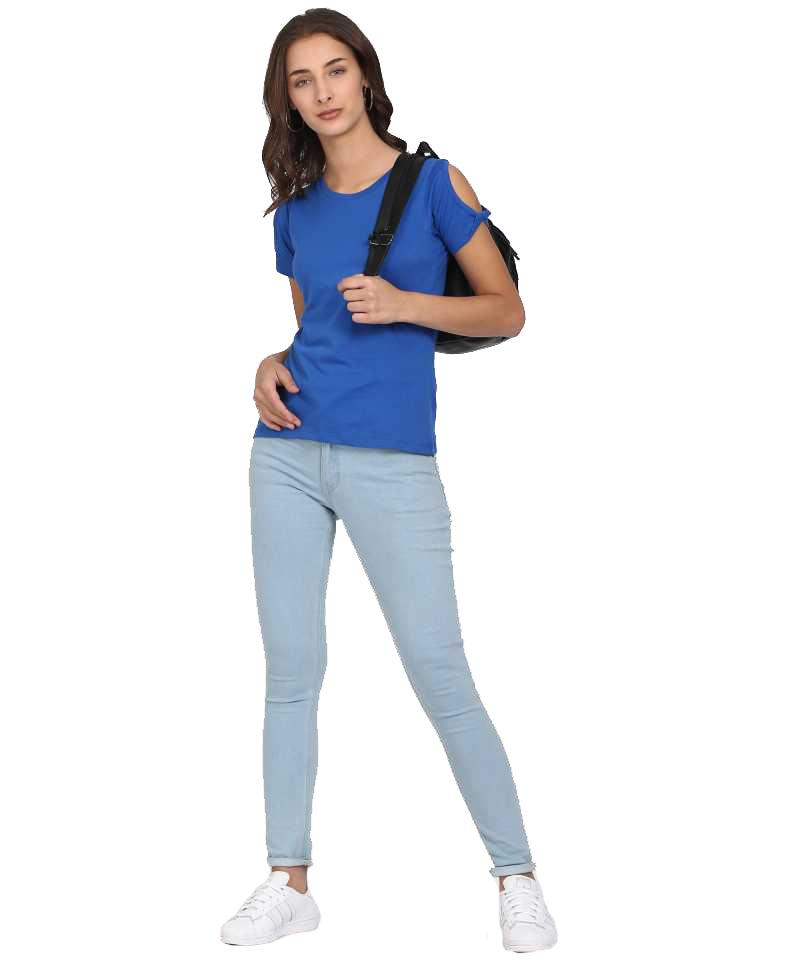 Style Quotient Women Blue RoundNeck Solid Fashion Tops-Tops-StyleQuotient