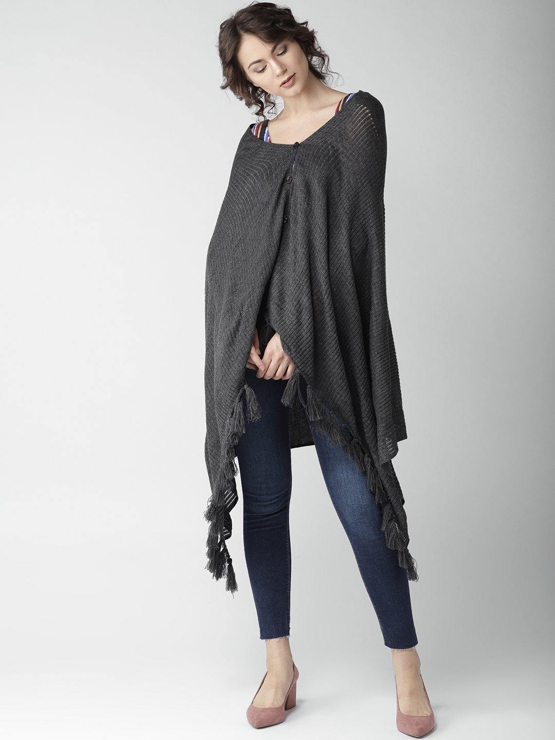 Charcoal Grey Solid Shrug-Shrug-StyleQuotient