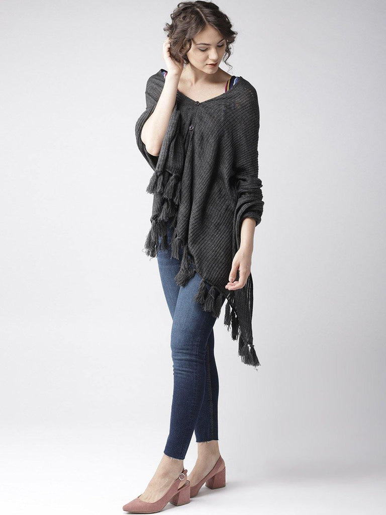 Charcoal Grey Solid Shrug-Shrug-StyleQuotient