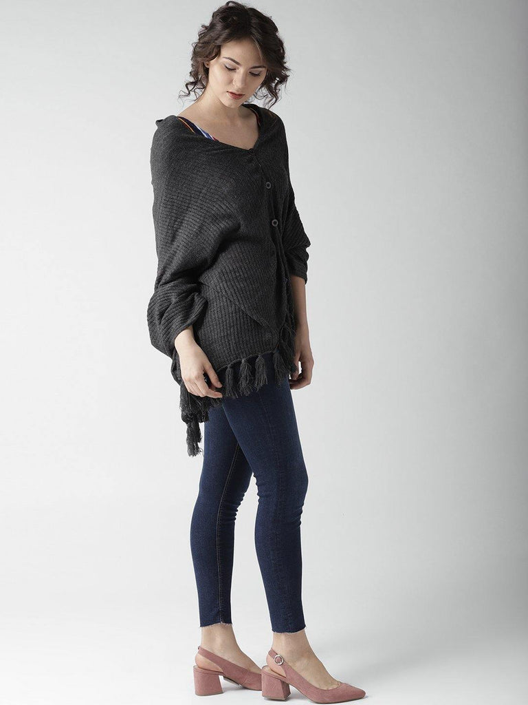 Charcoal Grey Solid Shrug-Shrug-StyleQuotient